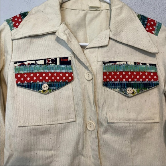 Vintage Unique Patchwork Button Up Shirt Jacket 70’s Multicolored Size Small - Picture 3 of 7